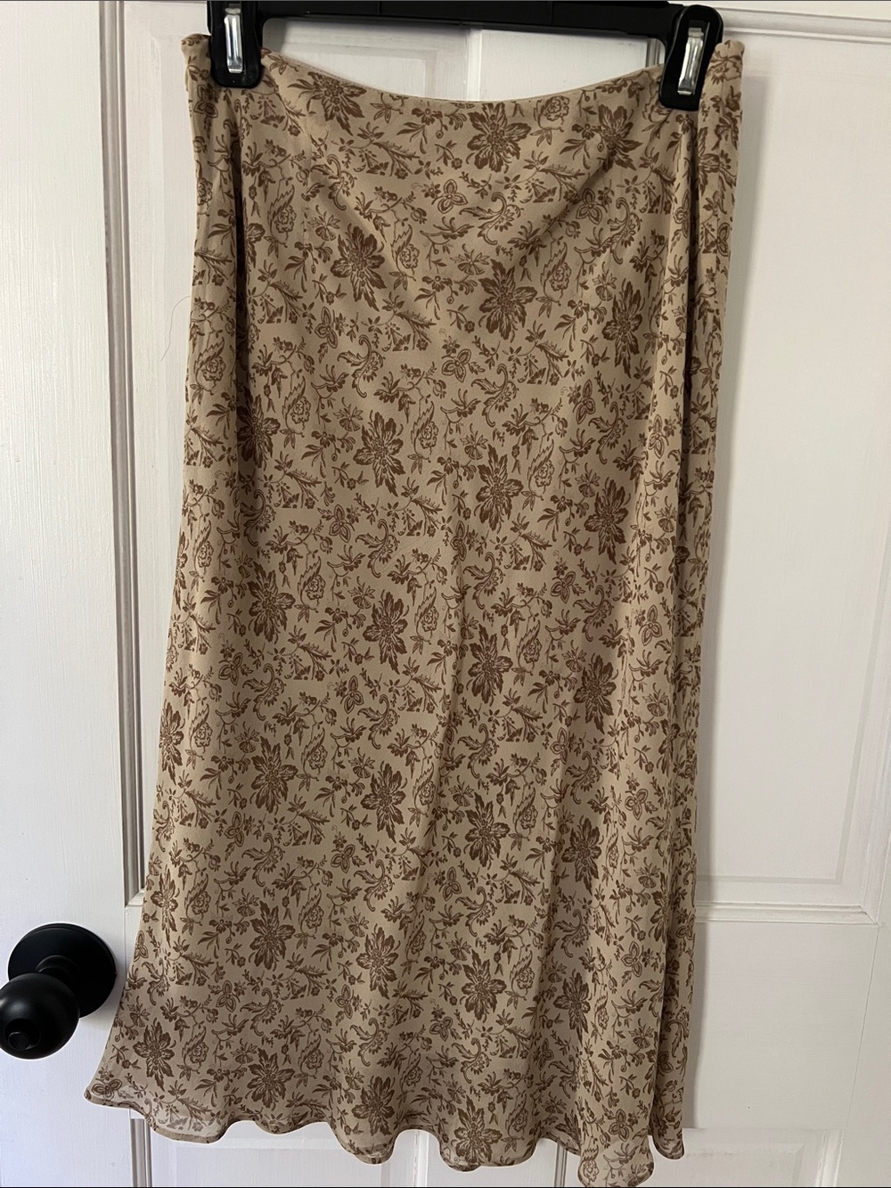 Banana Republic Beige and Brown Floral A-Line Skirt